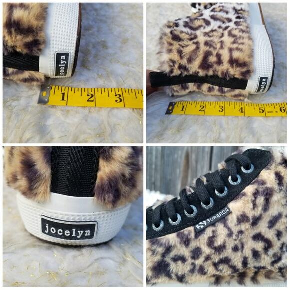 Faux Fur Fuzzy HighTops Size 10 Cheetah Animal Leopard Superga x Jocelyn EUC - Picture 7 of 14